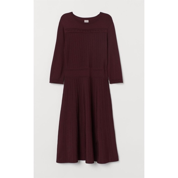 H&M | Burgundy A Line Skater Dress Size XS - Picture 1 of 9